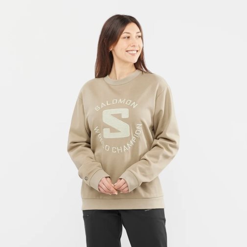 Beige Salomon Outlife Logo Summer Women's Sweatshirt | PH 16402H